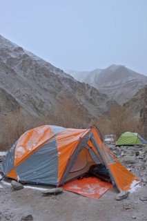 High altitude trekking camp in Hemis national park