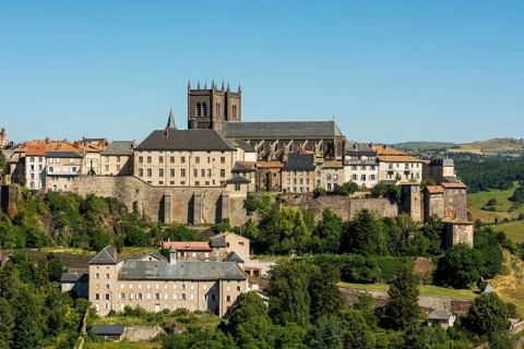 View on the city of Saint Flour and the Saint Pierre cathedral