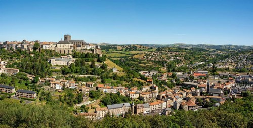 View on the city of Saint Flour and the Saint Pierre cathedral