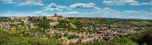 View on the city of Saint Flour and the Saint Pierre cathedral