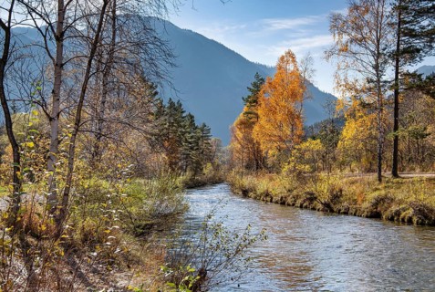 Autumn landscape at the Ammer