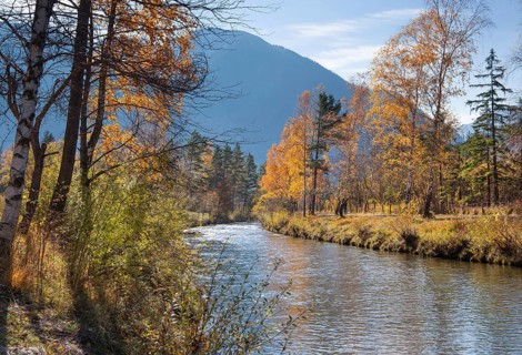 Autumn landscape at the Ammer