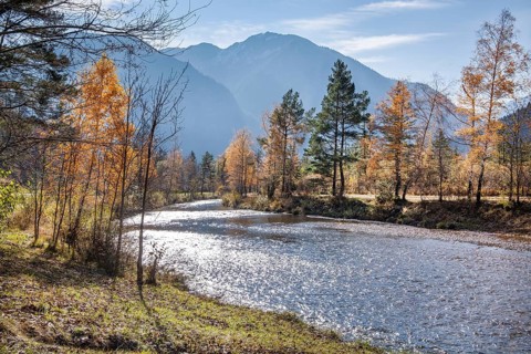 Autumn landscape at the Ammer