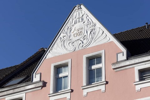 Gable of a residential house with Art Nouveau stucco decoration