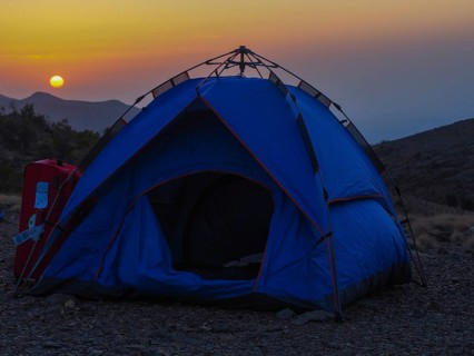 Tent at sunset