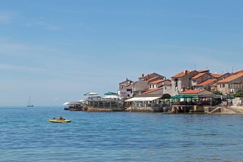 Bathing bay with old town