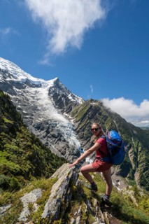 Hiker looking into the camera