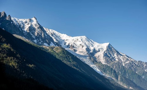 Glacier tongue on the mountain slope