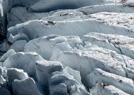 Glacier ice with crevasses