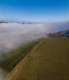 Aerial view Wisner Flue in the fog