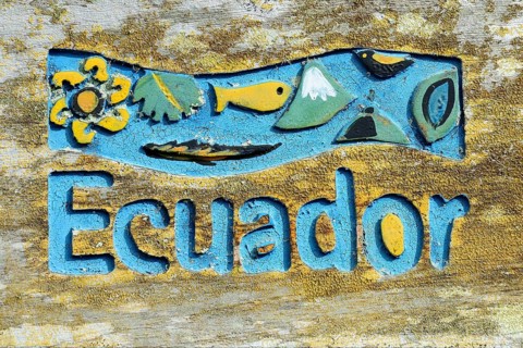 Wooden sign Ecuador