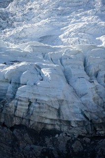 Glacier ice with crevasses