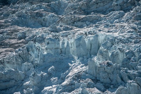 Furrowed glacier ice