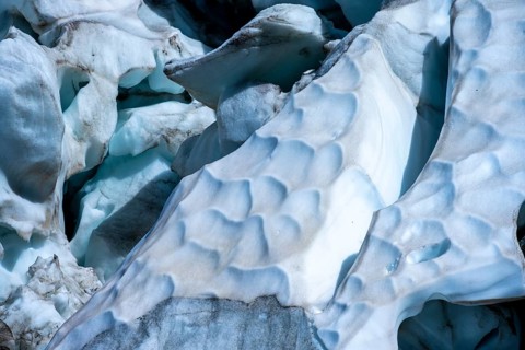 Furrowed glacier ice