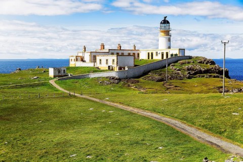 Hiking trail to the lighthouse on the Neist Point peninsula