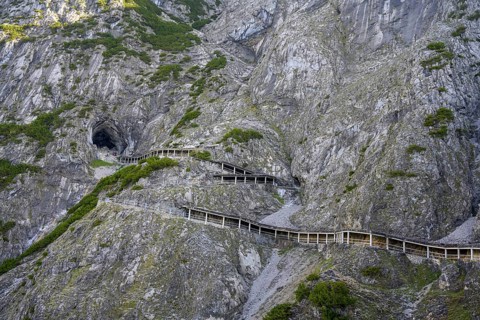 Path through rock gallery to the cave entrance of the Eisriesenwelt