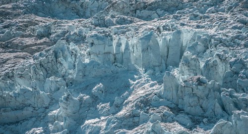 Furrowed glacier ice