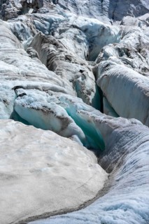 Glacier ice with crevasses