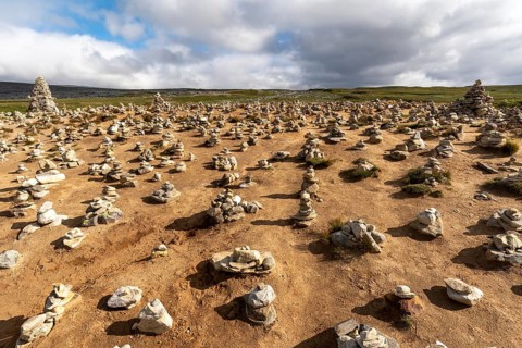 Cairns at the Polar Circle Center on the E6