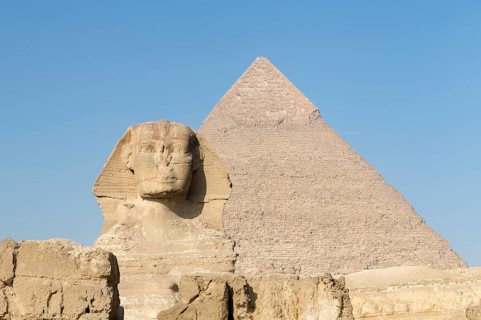 The great Sphinx with the pyramid of Khafre in the background