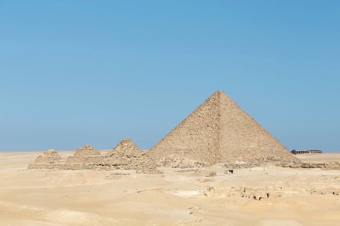 The pyramid of Menkaure next to the queen's pyramids