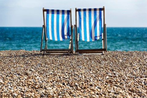 Two empty deck chairs