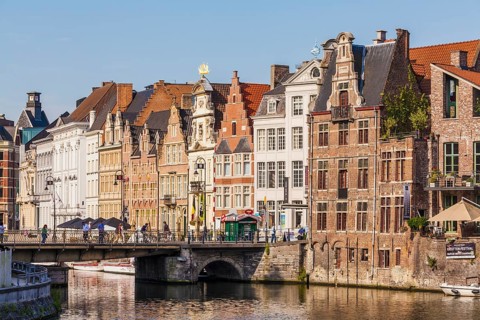 Historic houses on the quay Korenlei