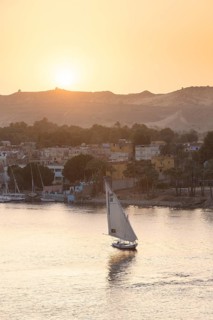 Feluccas on the river Nile at sunset