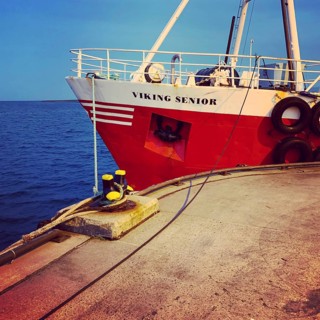Ship is moored at the port of Orkney