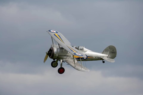 Gloster Gladiator aircraft in flight in Royal air force markings