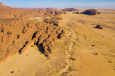 Aerial of the Unesco world heritage sight Ennedi plateau