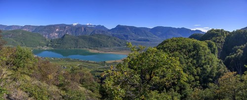 View of Lake Kaltern and Schwarzhorn and Weisshorn