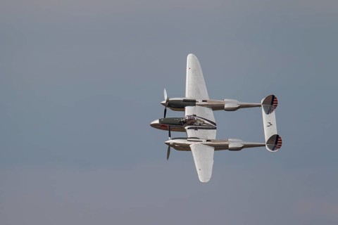Lockheed P-38 Lightning aircraft in flight