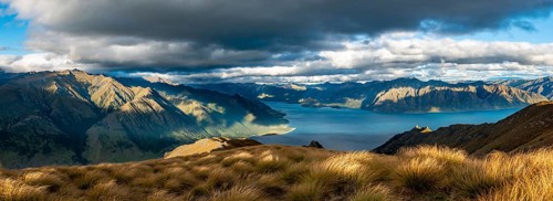 View of Lake Hawea in the evening light