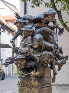 Detail spit fountain in front of the Pfaffenturm