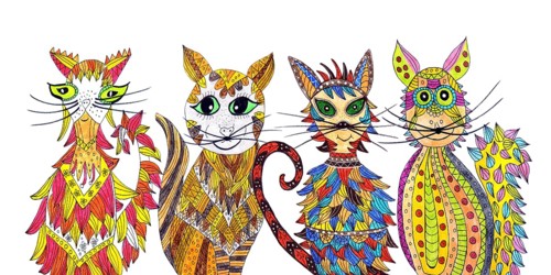 Four painted cats