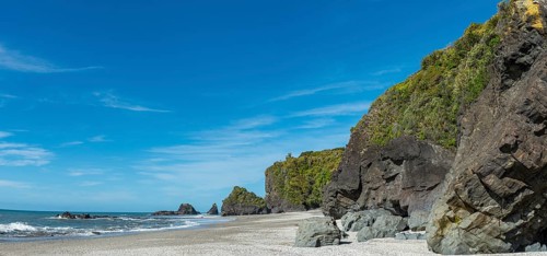 Rocky coast with sandy beach