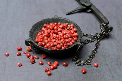 Red pepper in weighing pan