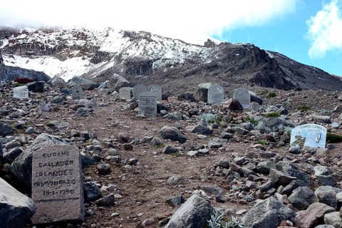 Mountaineers' cemetery at the Chimborazo volcano
