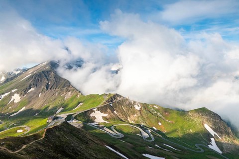 View from the Edelweissspitze to the Grossglockner High Alpine Road