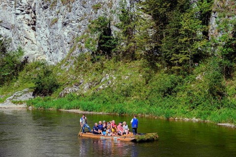 Rafting with tourists at Cerveny Klastor