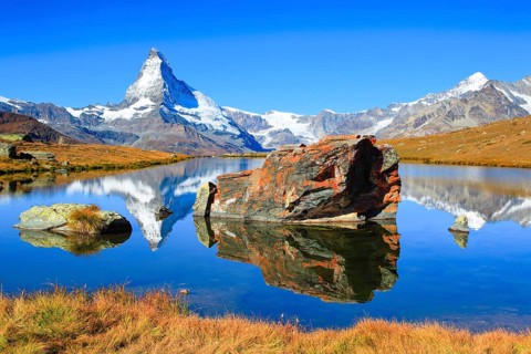 Matterhorn and mountain lake
