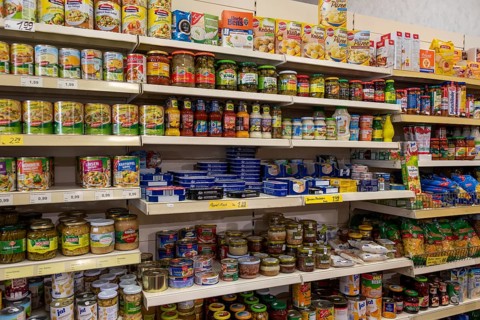 Shelf with food