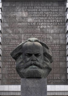 Karl-Marx-Monument in front of the State Office for Taxes and Finances at Brueckenstrasse in Chemnitz