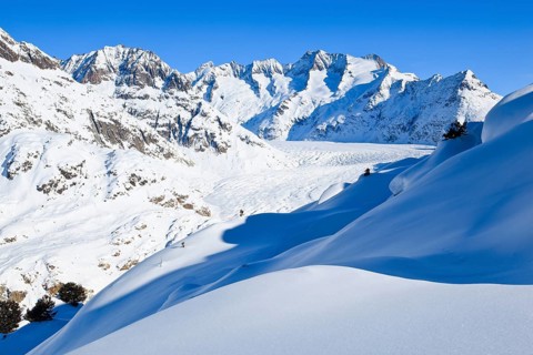 Wannenhoerner and Aletsch glacier in winter