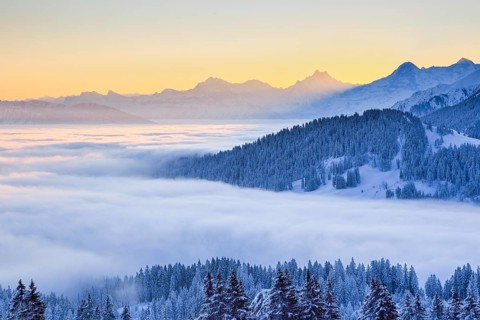 Swiss Alps and Pre-Alps with Schreckhorn
