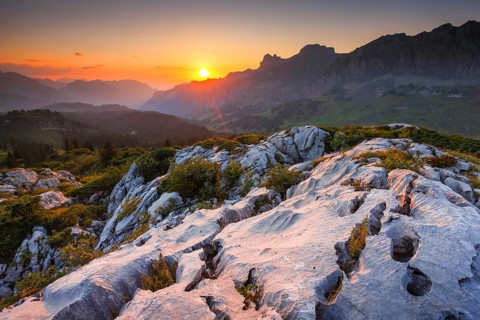 Karst landscape at the Pragelpass