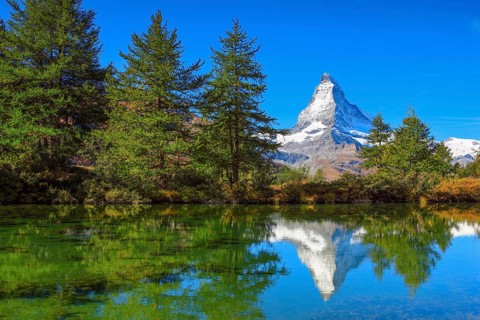 Matterhorn and mountain lake