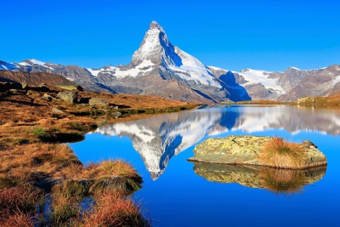 Matterhorn and mountain lake