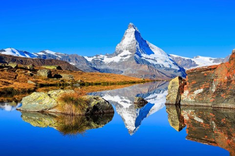 Matterhorn and mountain lake